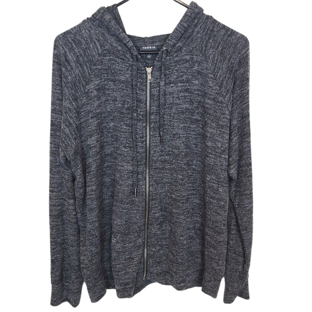 Torrid Womens Full Zip Hoodie Sweater Jacket Plus Size 1X Stretch Comfort Casual